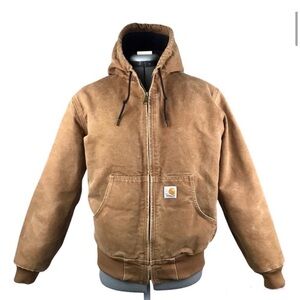 Vintage Y2K Carhartt Duck Canvas Insulated Tan Hooded Performance Jacket